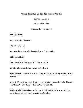 Đề thi học kì 1 môn Toán học lớp 9